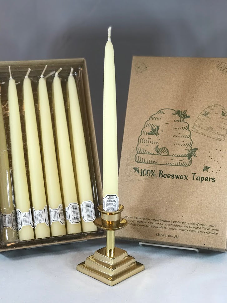 100% Beeswax 10" Tapers | Box of 12