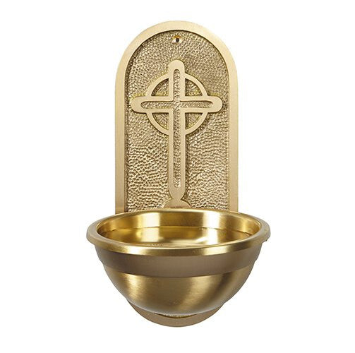 Celtic Cross Holy Water Font | Solid Brass