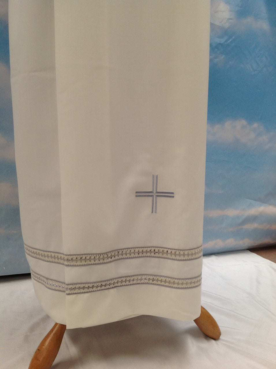 Double Lace Insert and Embroidered Cross Alb - Front Wrap Velcro