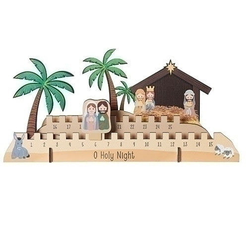 8.5" O Holy Night Children's Christmas Countdown Calendar | Wood