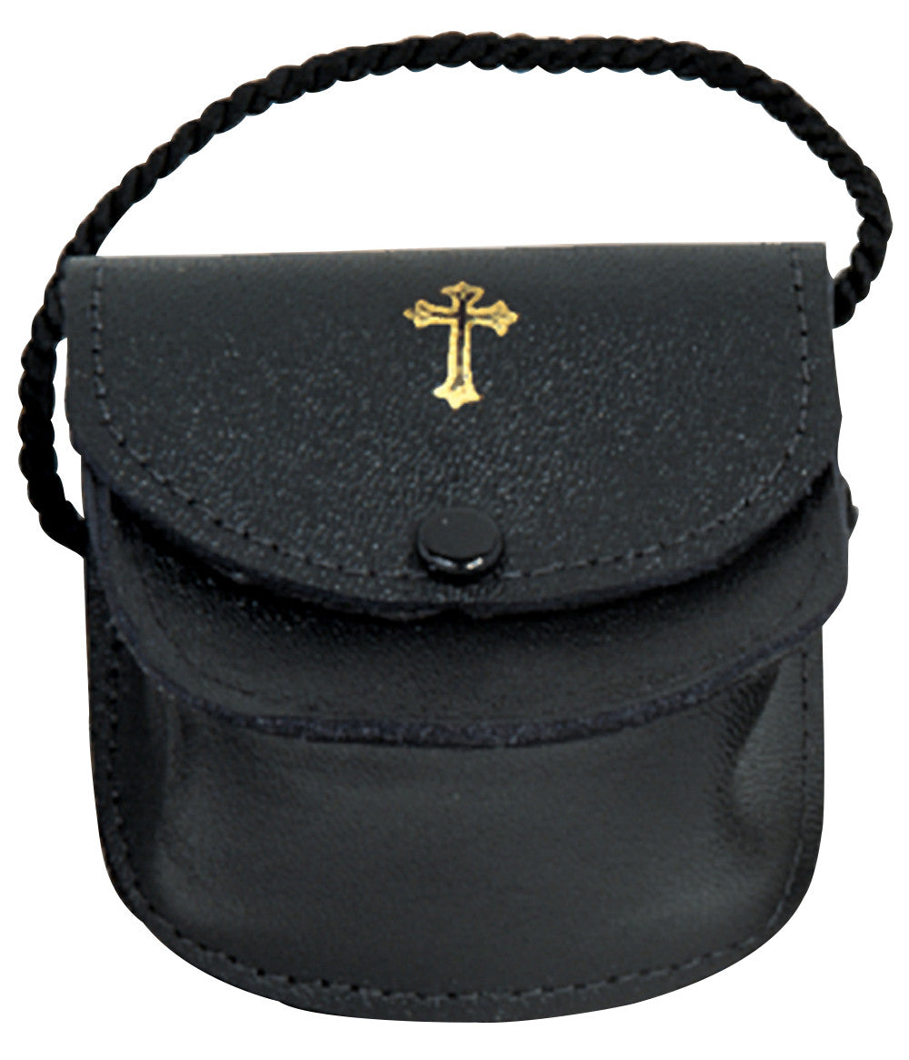 K3115 Genuine Leather Cross Snap Burse | Holds 3" x 3" x 1" Pyx