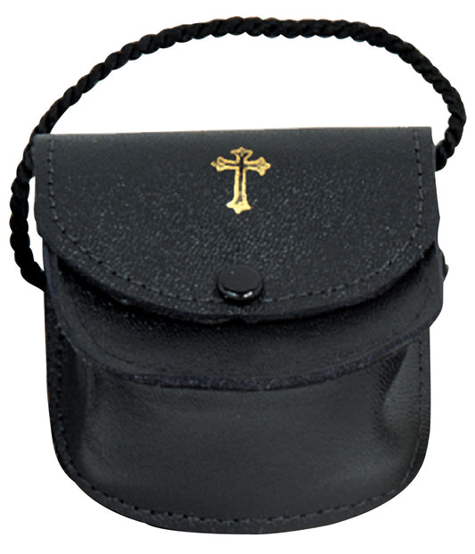 K3115 Genuine Leather Cross Snap Burse | Holds 3" x 3" x 1" Pyx