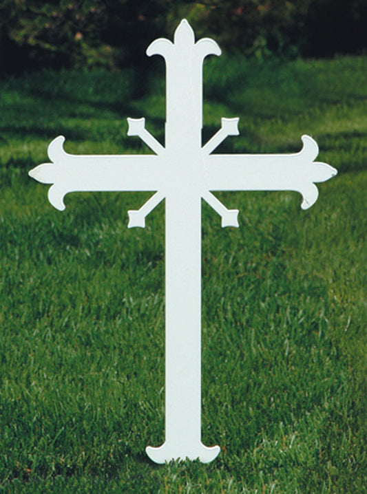 K4057 Fleur-de-lis Memorial Cross | 20"H | Steel