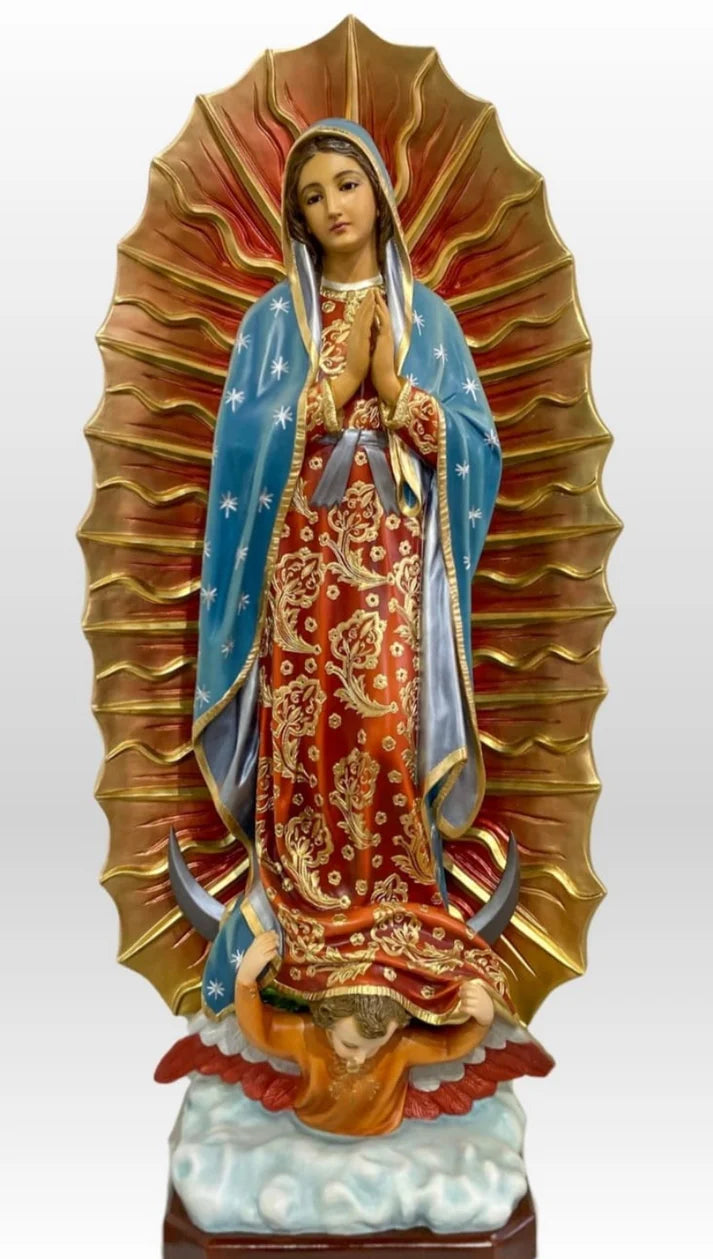 60" Fiberglass Our Lady of Guadalupe Statue | Multiple Finishes Available | Interior & Exterior | Made in Colombia