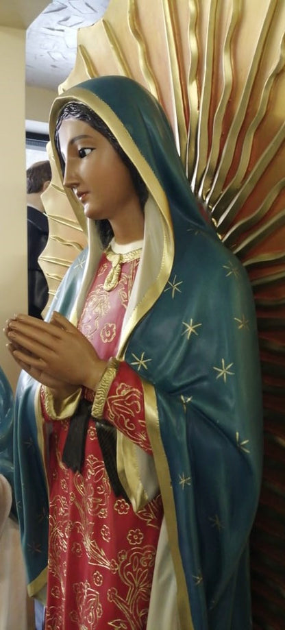 60" Fiberglass Our Lady of Guadalupe Statue | Multiple Finishes Available | Interior & Exterior | Made in Colombia