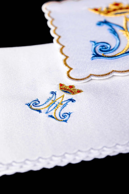 Embroidered Marian Crown Altar Linen Set