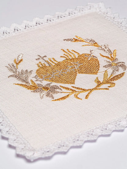 Embroidered Sacred Hearts Linen Set