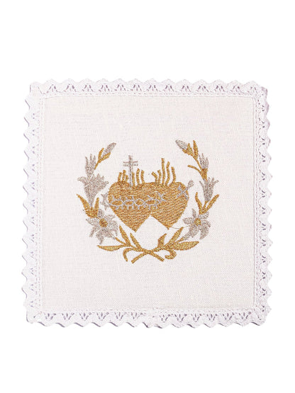 Embroidered Sacred Hearts Linen Set
