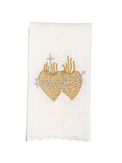 Embroidered Sacred Hearts Linen Set