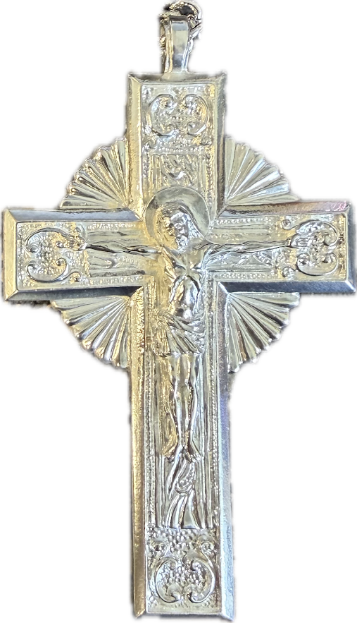4" Silver-Plated Pectoral Cross | 32" Silver-Plated Chain