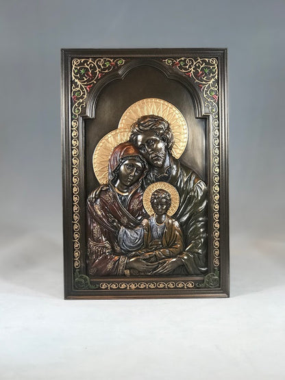 6" x 9" Holy Family Plaque | Hand-Painted Cold Cast Bronze