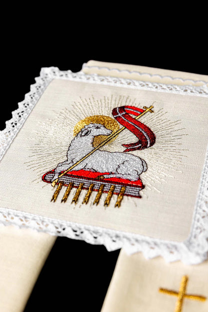 Embroidered Paschal Lamb Linen Set