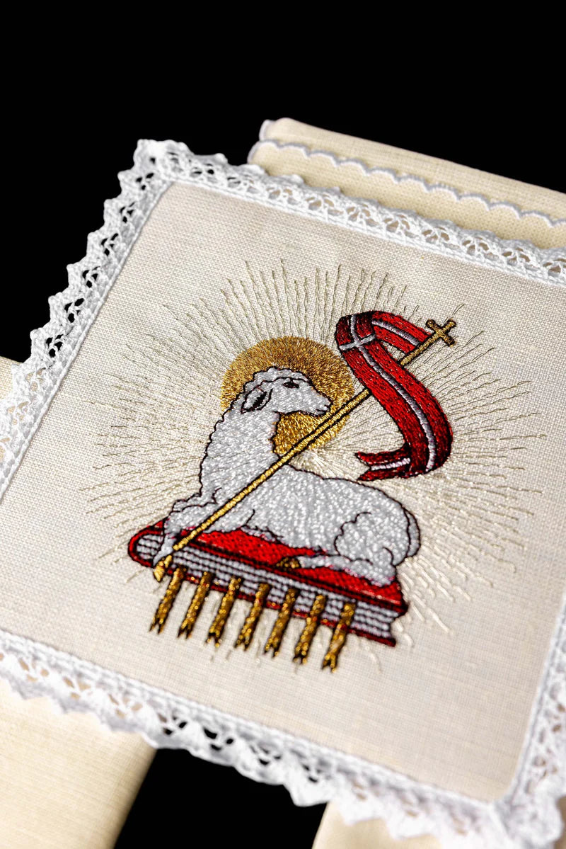Embroidered Paschal Lamb Linen Set