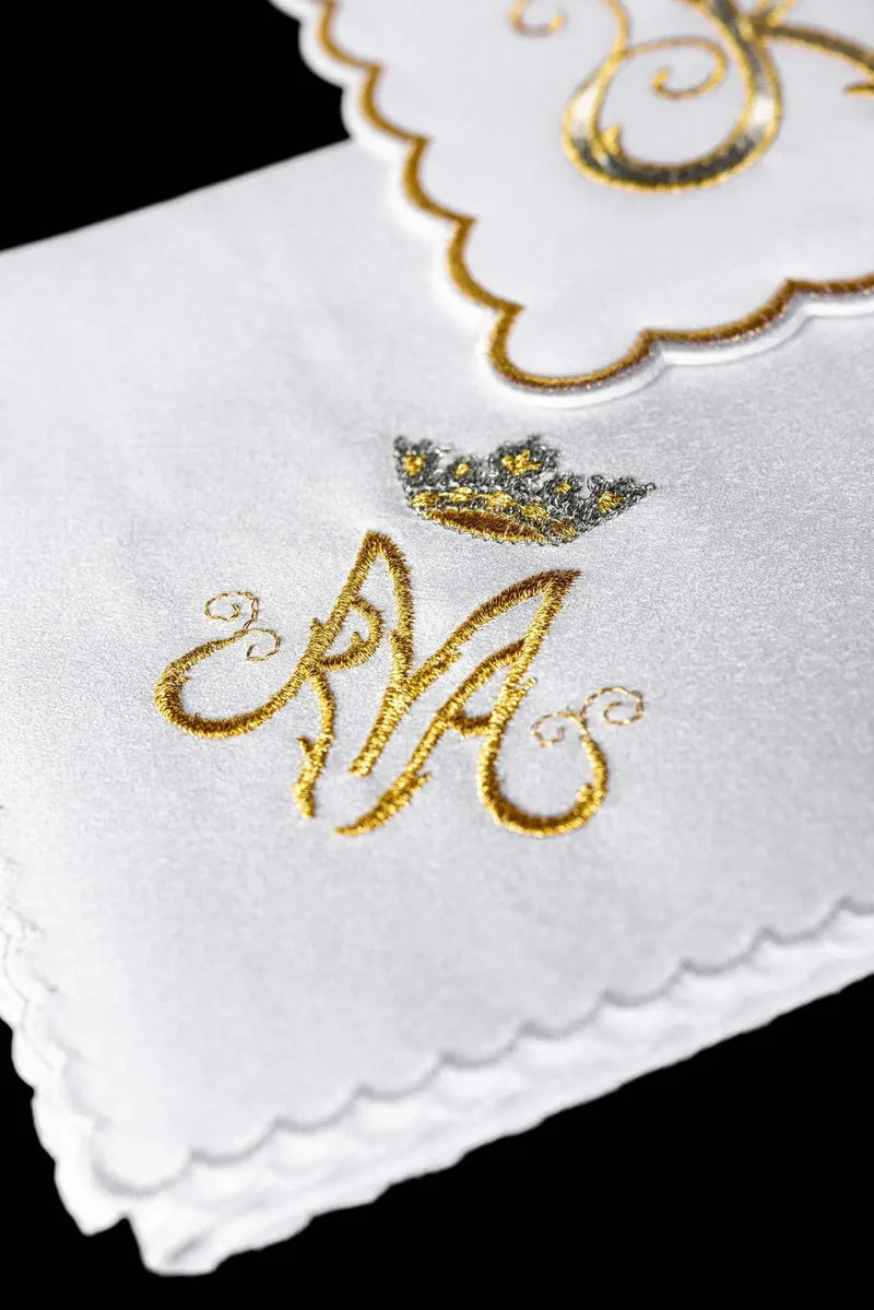 Embroidered Marian Crown Altar Linen Set