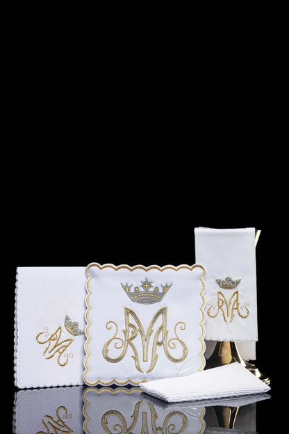 Embroidered Marian Crown Altar Linen Set