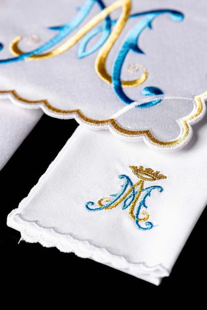 Embroidered Marian Symbol Altar Linen Set