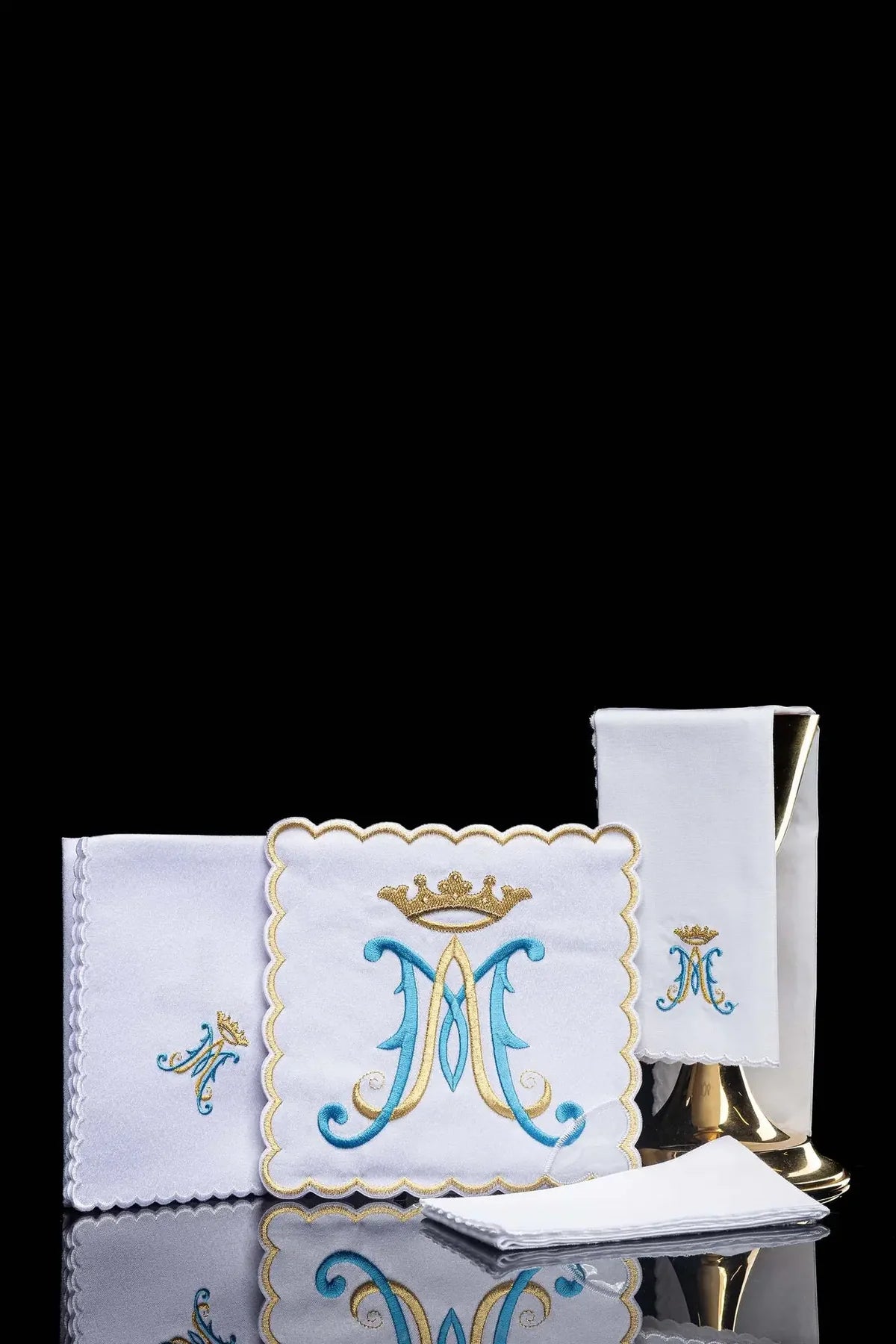 Embroidered Marian Symbol Altar Linen Set