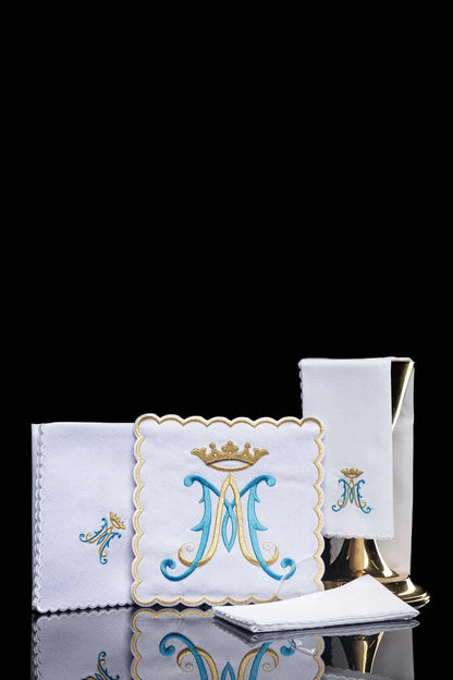 Embroidered Marian Symbol Altar Linen Set