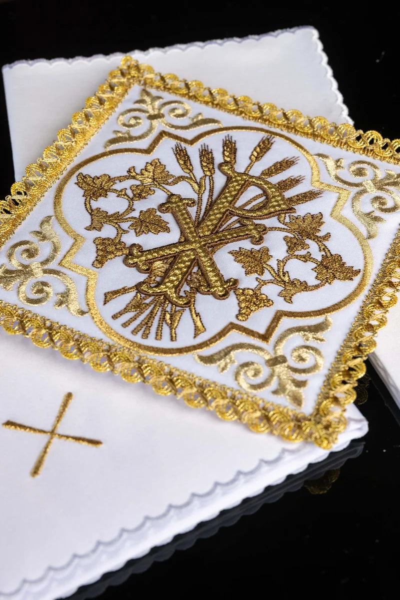 Embroidered Peace of Christ Chi Rho Altar Linen Set