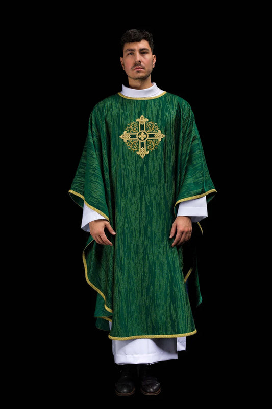 Embroidered Heart Chasuble in Decorative Fabric