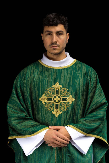 Embroidered Heart Chasuble in Decorative Fabric