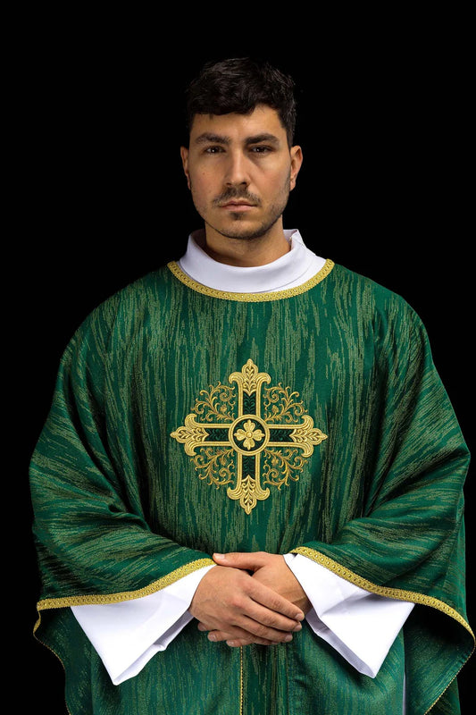 Embroidered Heart Chasuble in Decorative Fabric