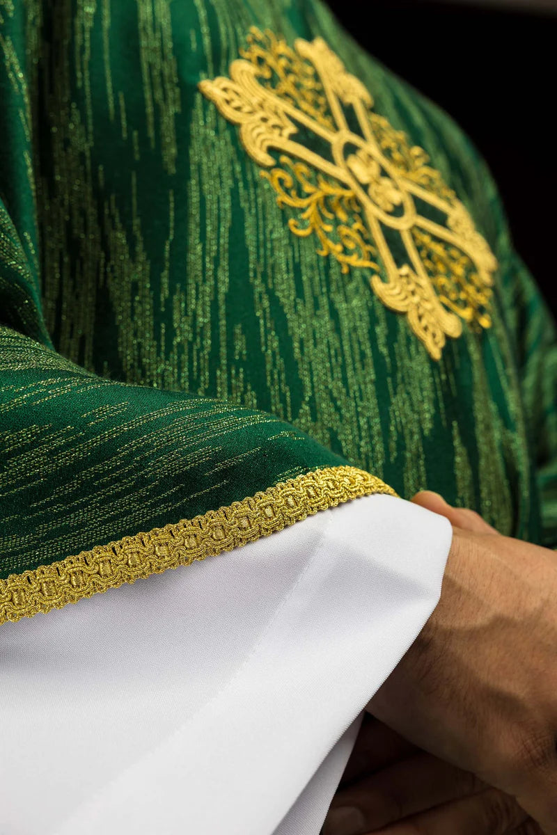 Embroidered Heart Chasuble in Decorative Fabric
