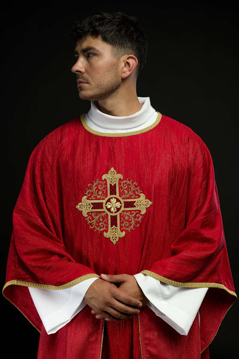 Embroidered Heart Chasuble in Decorative Fabric