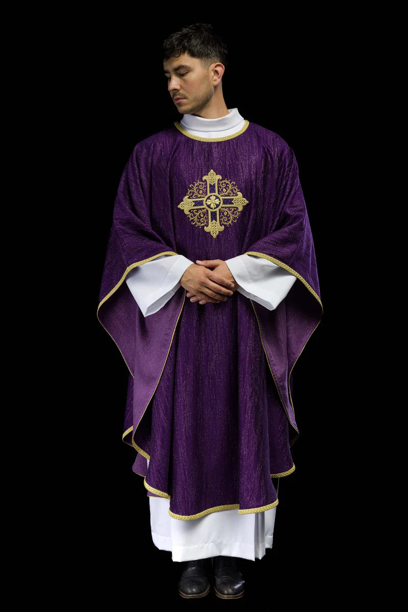 Embroidered Heart Chasuble in Decorative Fabric