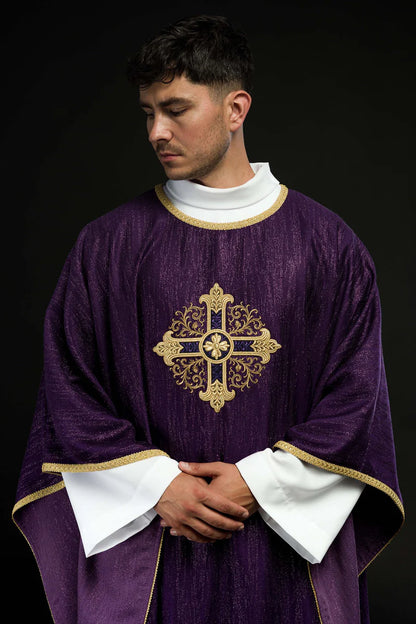 Embroidered Heart Chasuble in Decorative Fabric