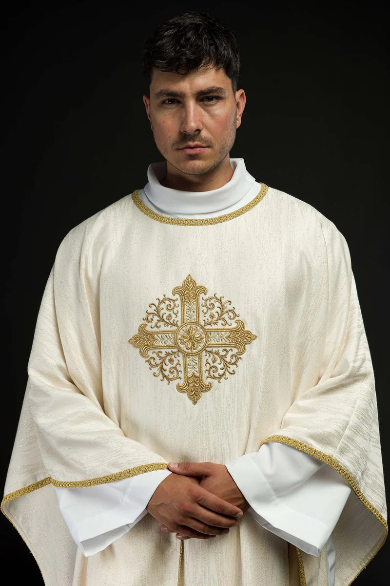 Embroidered Heart Chasuble in Decorative Fabric