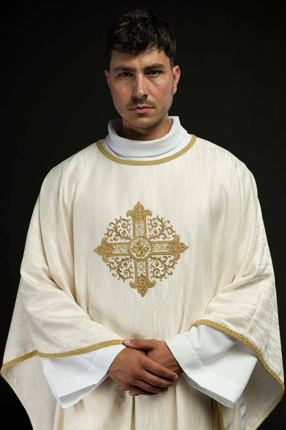 Embroidered Heart Chasuble in Decorative Fabric