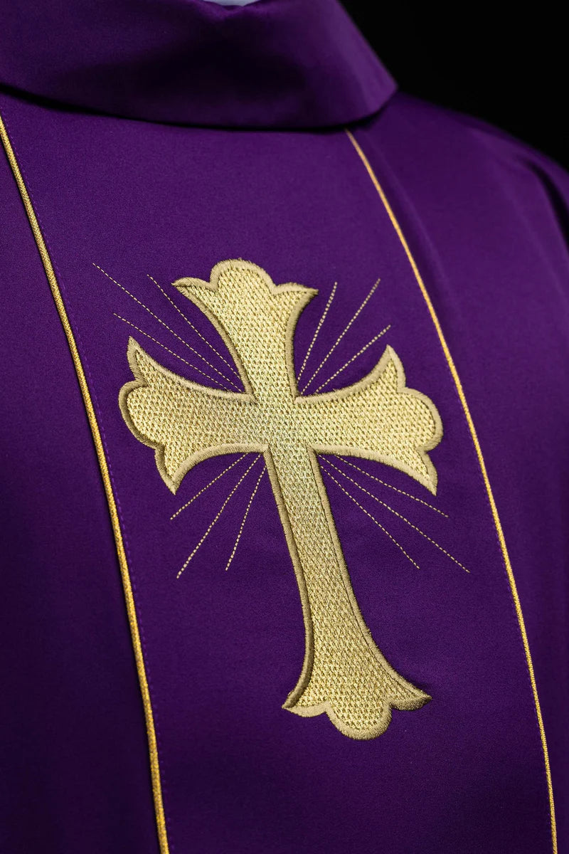 Lightweight Embroidered Cross & Wheat Chasuble | All Colors | Made in Poland