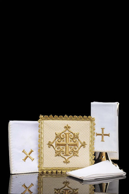 Embroidered Velvet Cross Linen Set