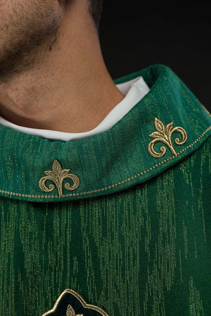 Embroidered Cross Motif Chasuble with Decorative Fabric | All Colors
