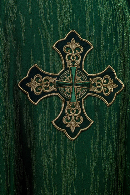 Embroidered Cross Motif Chasuble with Decorative Fabric | All Colors