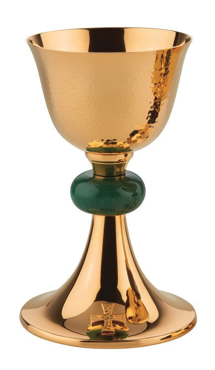 #2245 Gold Plated Jade Stone Node Chalice