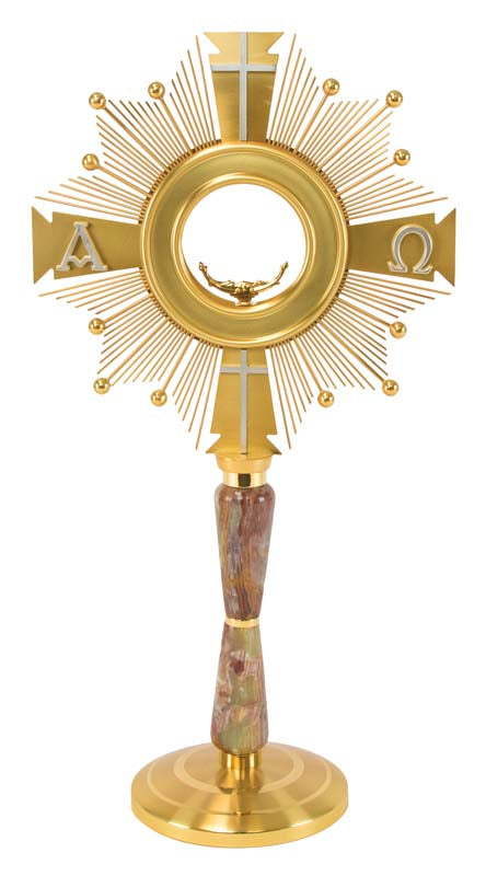 #M2014 Alpha-Omega Monstrance | 24K Gold-Plated & Alabaster Stone