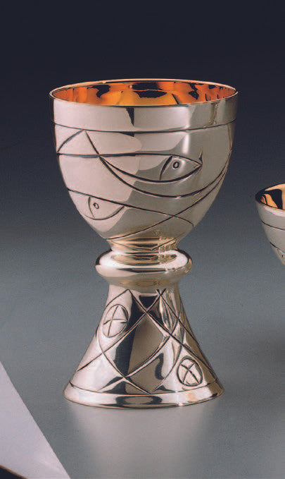 #2400 Fish and Loaves Silver Plated Chalice & Dish Paten