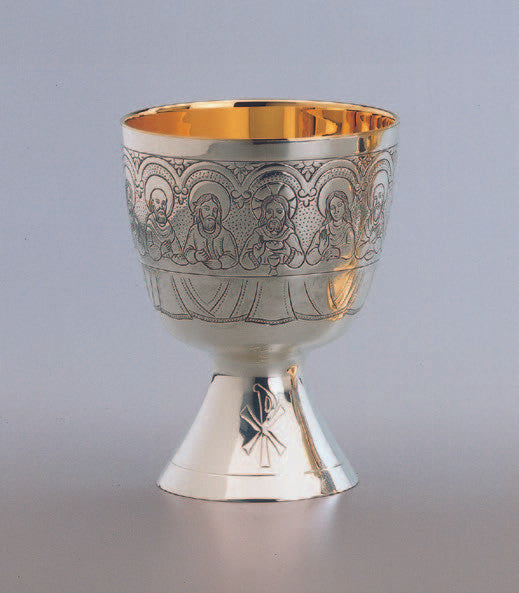 #2584 Last Supper Silver Plated Chalice with Bowl Paten