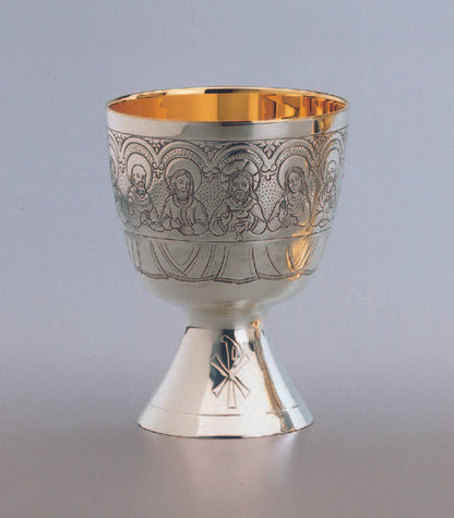 #2584 Last Supper Silver Plated Chalice with Bowl Paten