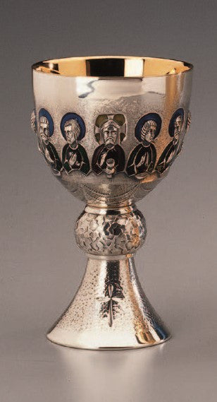 #2684 Last Supper Chalice & Bowl Paten | 6 3/4", 14 oz. | Silver Plated | 24K Gold Lined