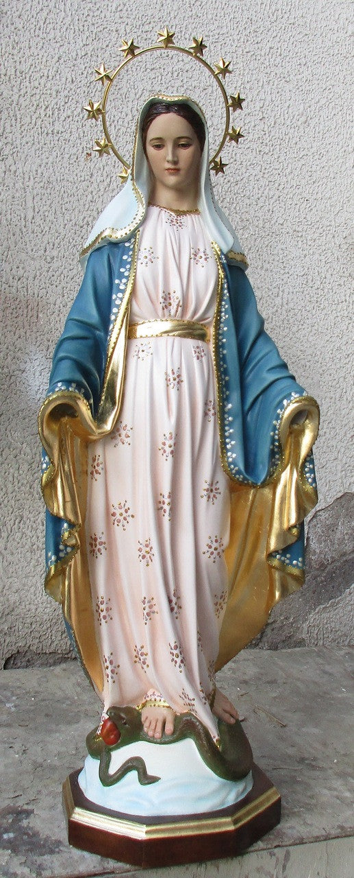 35" Our Lady of Grace Fiberglass Statue | Fancy Finish | Made in Colombia