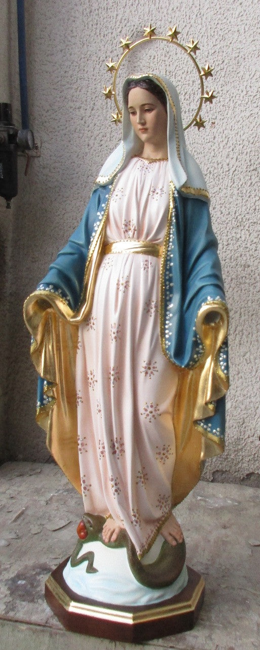 35" Our Lady of Grace Fiberglass Statue | Fancy Finish | Made in Colombia