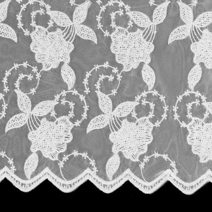 White Scallop Floral Chapel Veil