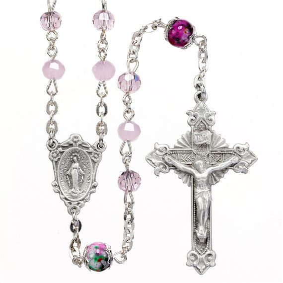 5mm Pink Glass Rosary Beads