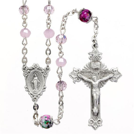 5mm Pink Glass Rosary Beads