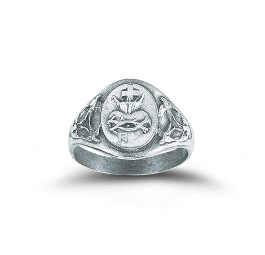 Sterling Silver Sacred Heart of Jesus Ring