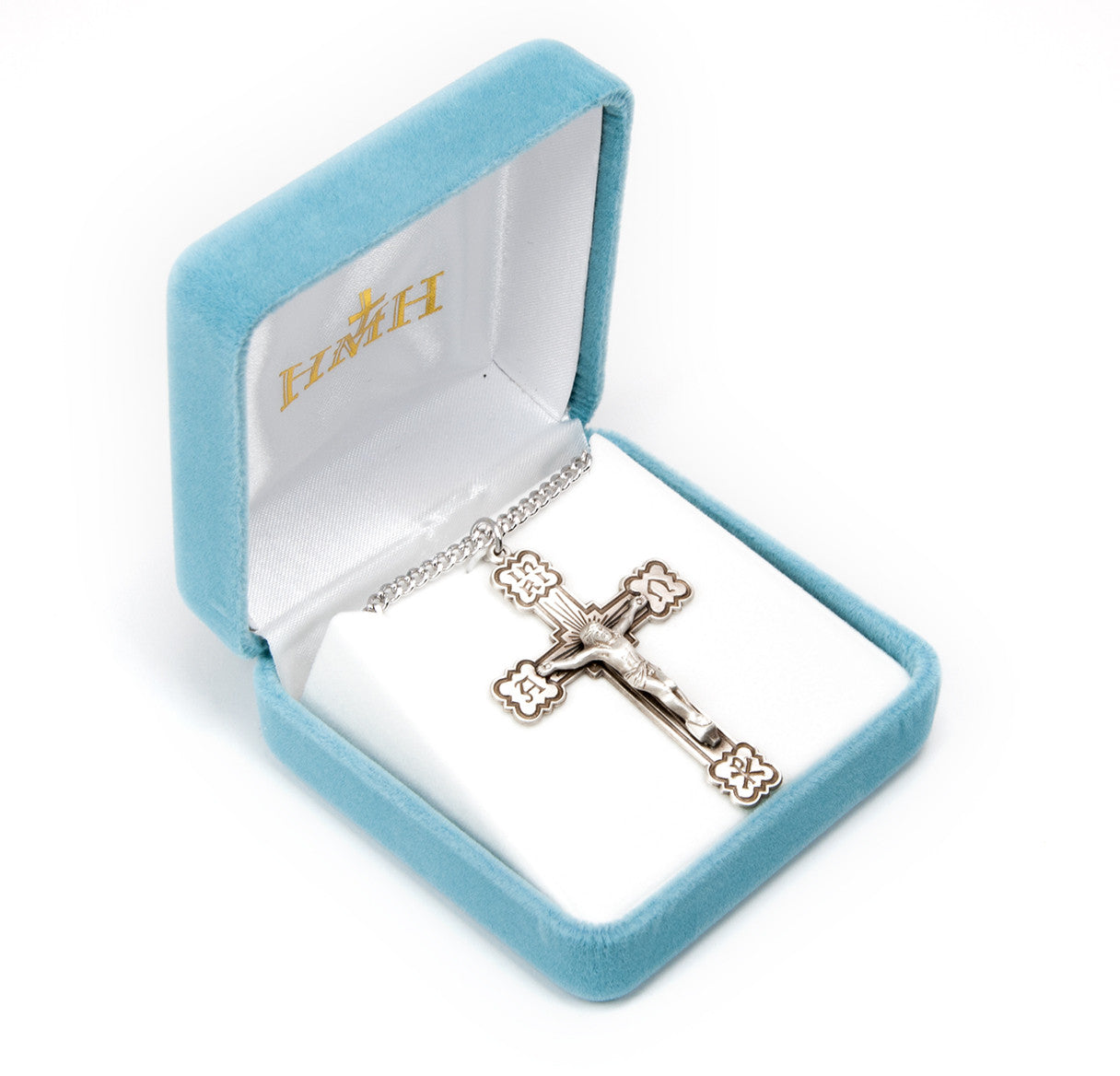 Alpha Omega Sterling Silver Crucifix | 24" Endless Curb Chain