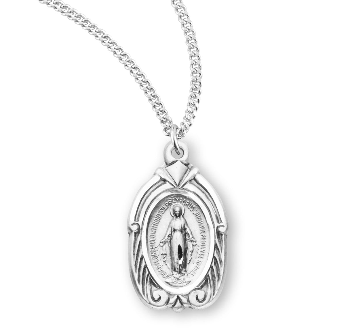 Sterling Silver Oval Miraculous Medal